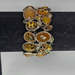 Vintage Animal Print "wild thing" Acrylic Beaded Stretch Bracelet Geometric